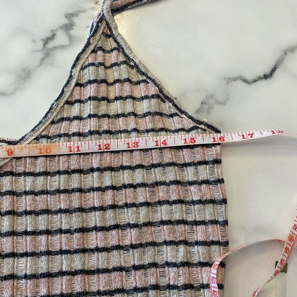 Zara top, pink and black striped knitted tank top size medium - Picture 11 of 16